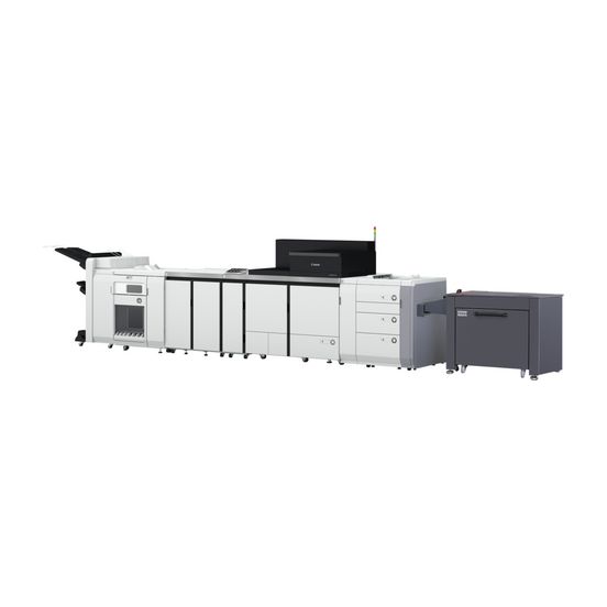 Canon imagePRESS V1350 vue latérale montrant les composants clés et la conception ergonomique